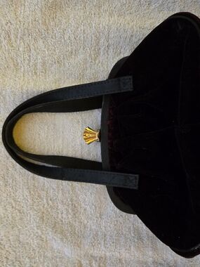 Velvet Black Wristlet Clutch with Silver Accent